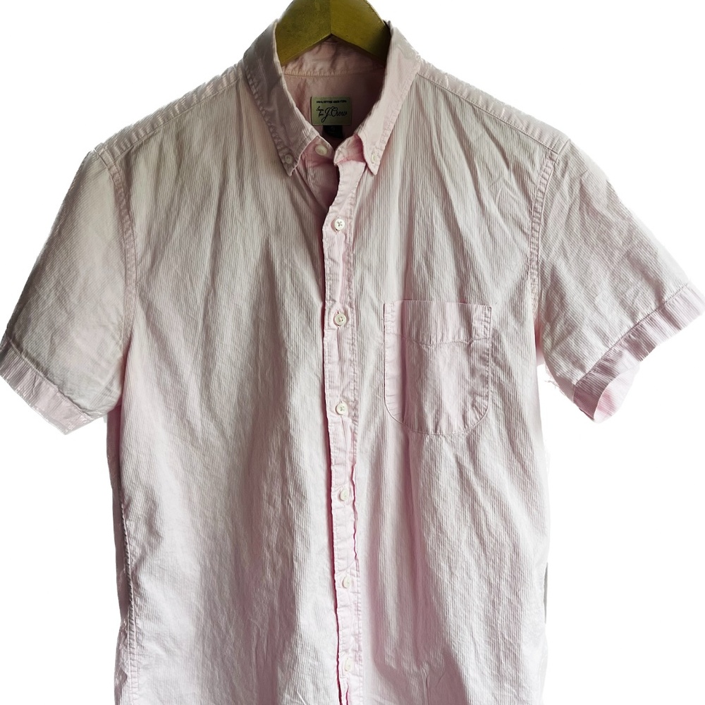 J. Crew Men's Small Short Sleeve Pink Casual Button Down Shirt
